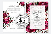 Wedding invite marsala peony rose