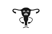 Sad uterus character glyph icon