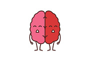 Sad human brain emoji color icon