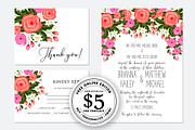Wedding invitation red anemone rose