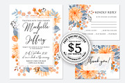 Wedding invitation peach dahlia