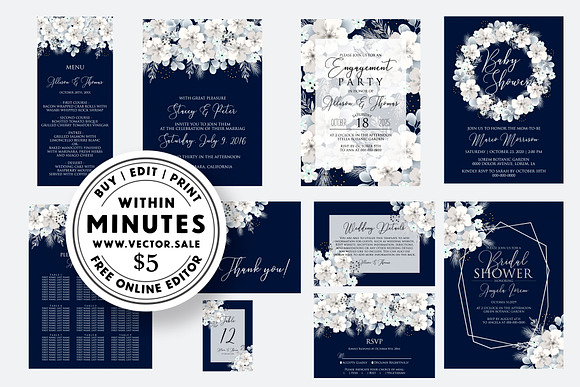 Wedding Invitation white hydrangea in Wedding Templates - product preview 1