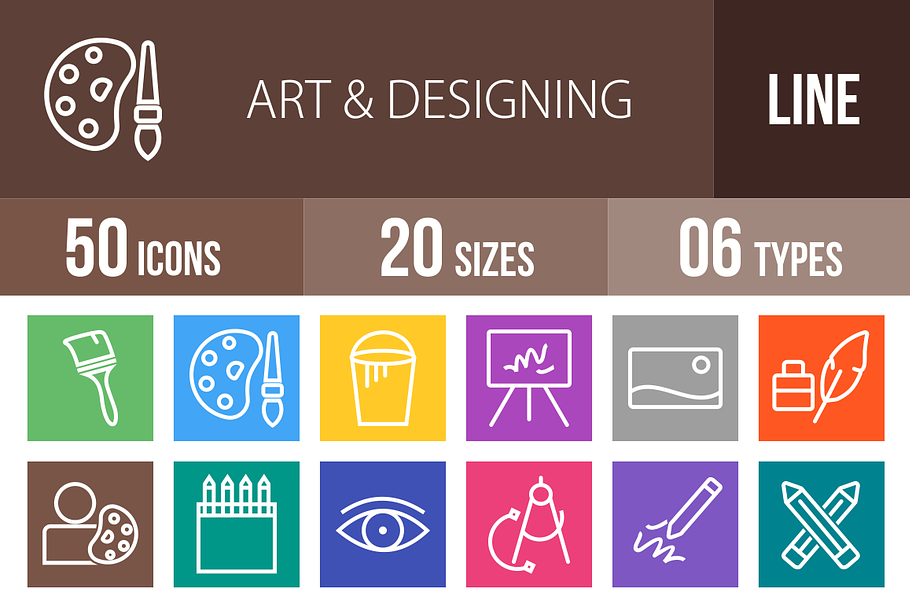 50 Art & Designing Line Multicolor