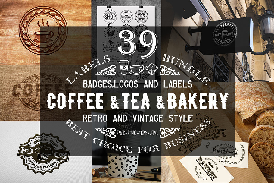 39 Coffee,Tea and Bakery logo bundle in Logo Templates - product preview 8