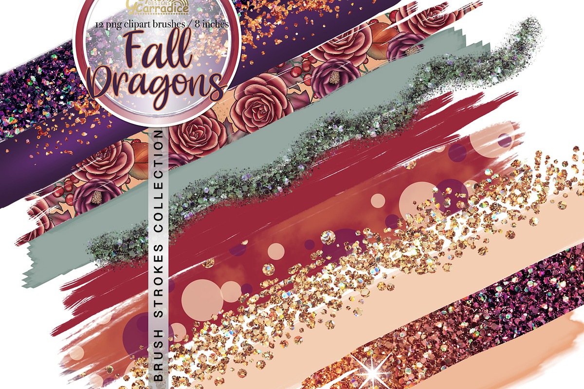 Fall dragon brushes clipart in Textures - product preview 8