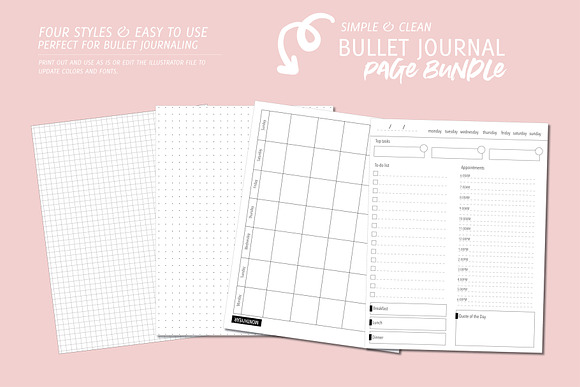 Bullet Journal Page Bundle Template in Stationery Templates - product preview 1