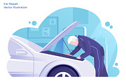 Car Repair - Vector Illustration