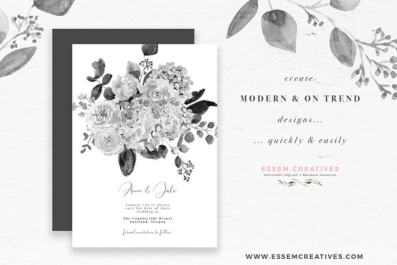 Black and White Flowers Graphics in Illustrations - product preview 2