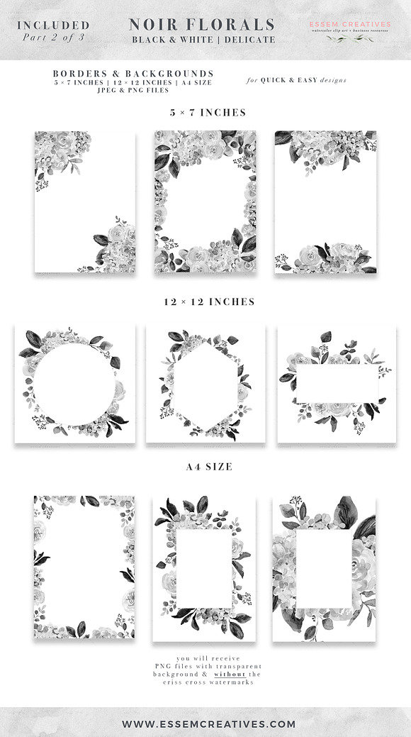 Black and White Flowers Graphics in Illustrations - product preview 4