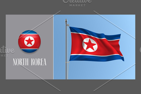 North Korea waving flag vector