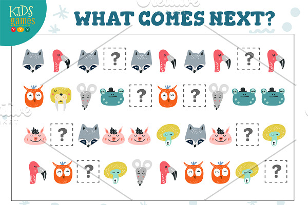What comes next kids game vector