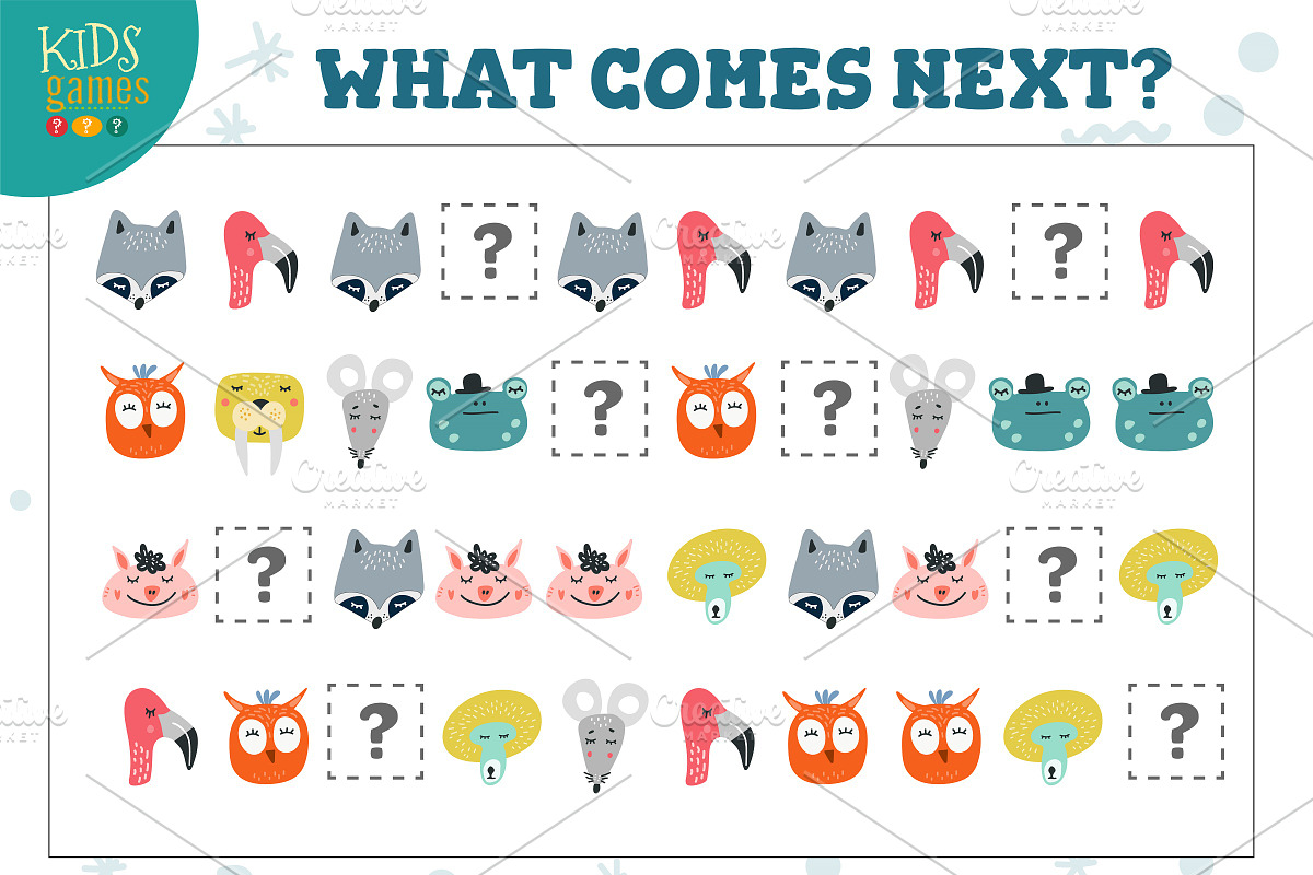 What comes next kids game vector in Illustrations - product preview 8