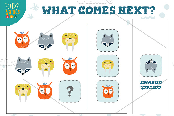 What comes next kids game vector