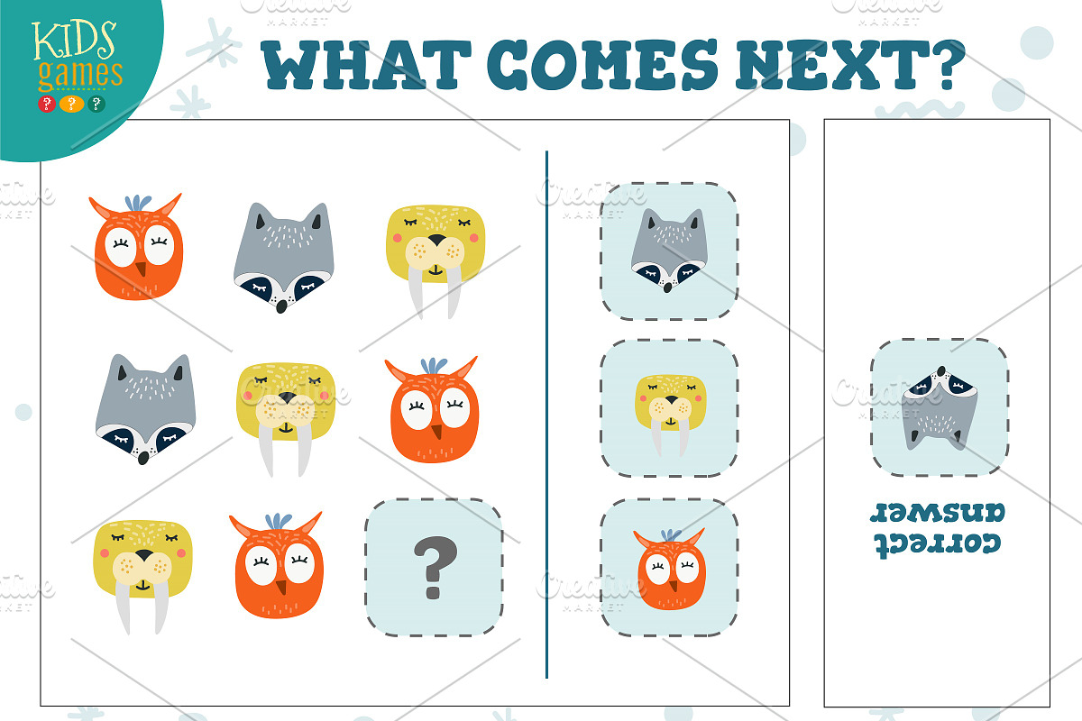 What comes next kids game vector in Illustrations - product preview 8