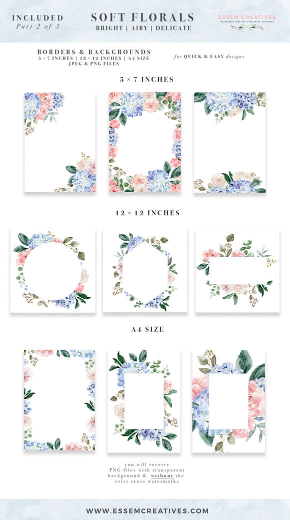Watercolor Hydrangea & Roses Clipart in Illustrations - product preview 4