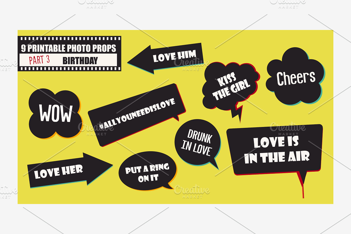 Wedding photo booth props vector in Illustrations - product preview 8
