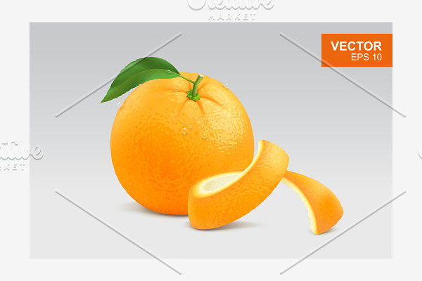 Realistic whole orange vector