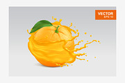 Realistic orange with spray vector