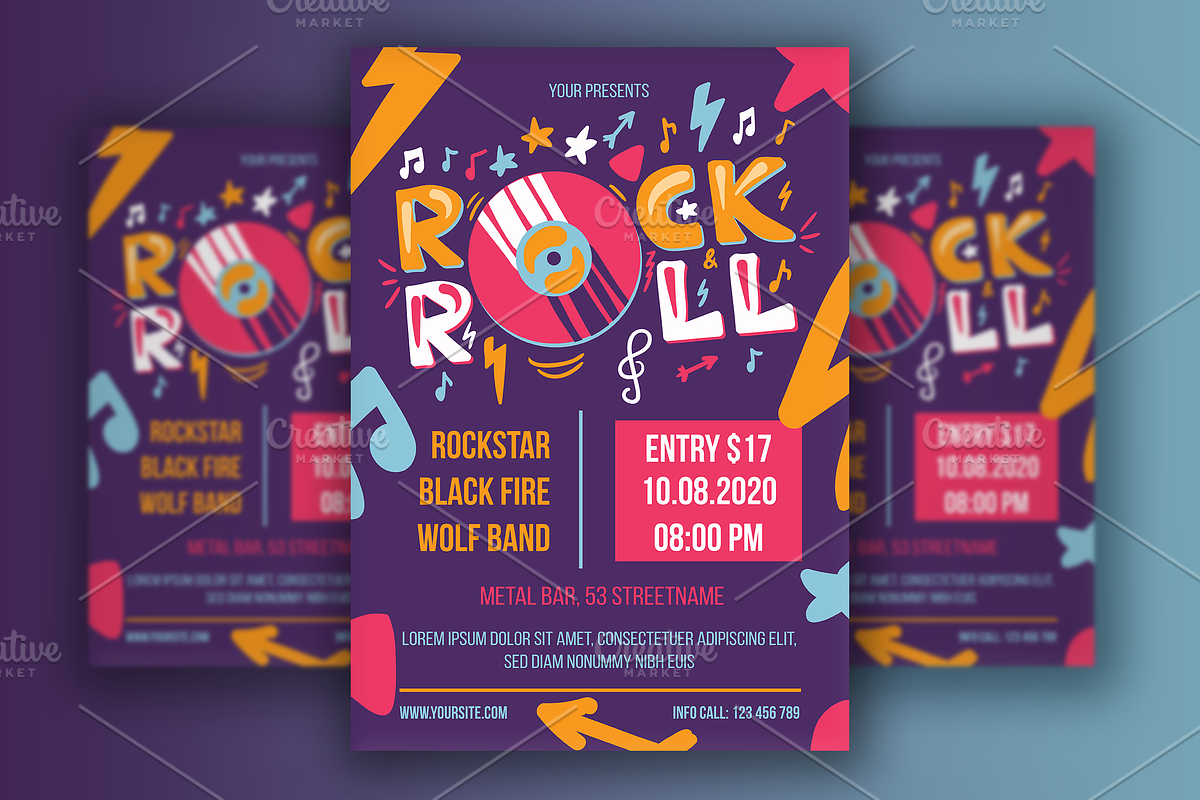 Rock 'n' Roll Poster With Vinyl in Invitation Templates - product preview 8