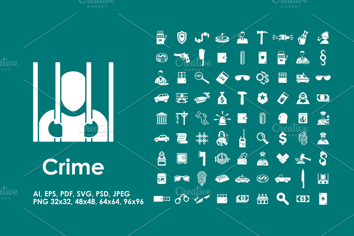 81 crime icons in Graphics - product preview 8