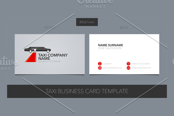 Vector business card for taxi