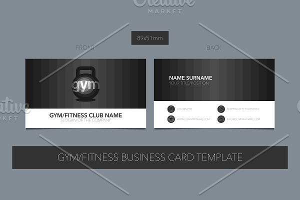 Gym, sport club vector business card