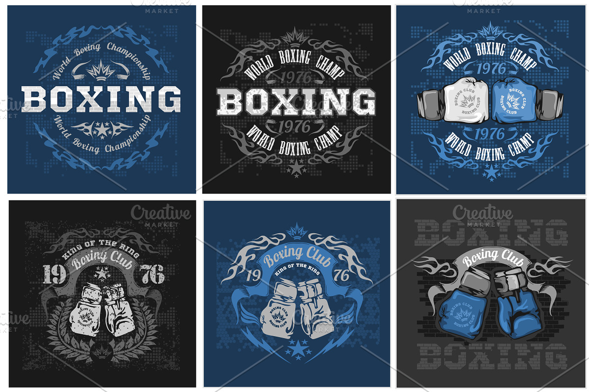 Boxing vintage vector labels. in Graphics - product preview 8