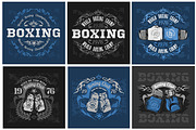 Boxing vintage vector labels.