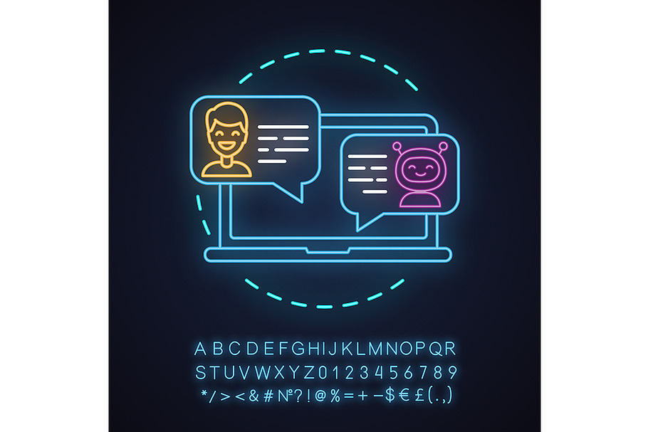 Support chatbot neon light icon in Icons - product preview 8
