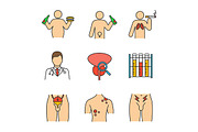 Men's health color icons set