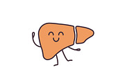 Smiling liver character color icon