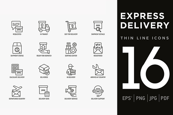 Express Delivery | 16 Thin Line Icon