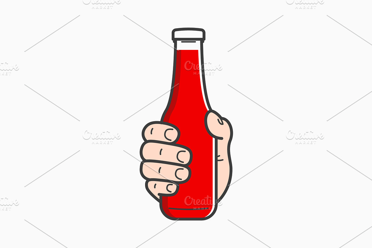 Hand hold ketchup bottle. in Objects - product preview 8