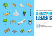 Landscaping Elements Isometric Set