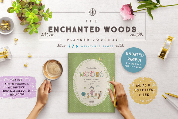 Enchanted Woods Journal - A4, A5, US in Stationery Templates - product preview 8