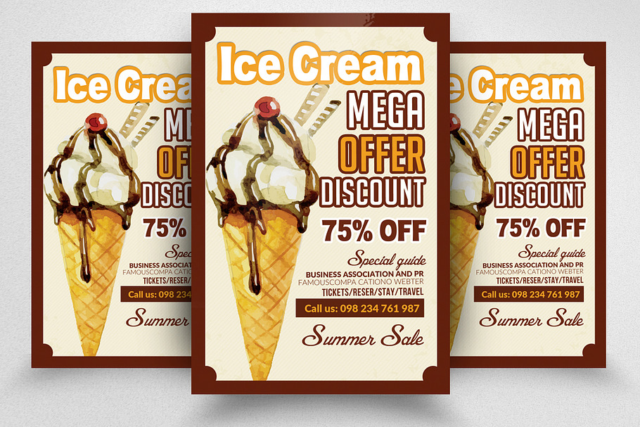Ice Cream Sale Promotion Flyer in Flyer Templates - product preview 8