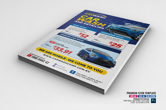 Mobile Car Wash Services Flyer in Flyer Templates - product preview 1