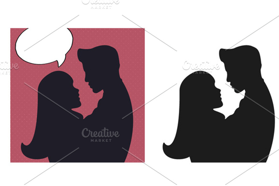 2 Romantic silhouette illustrations in Graphics - product preview 8