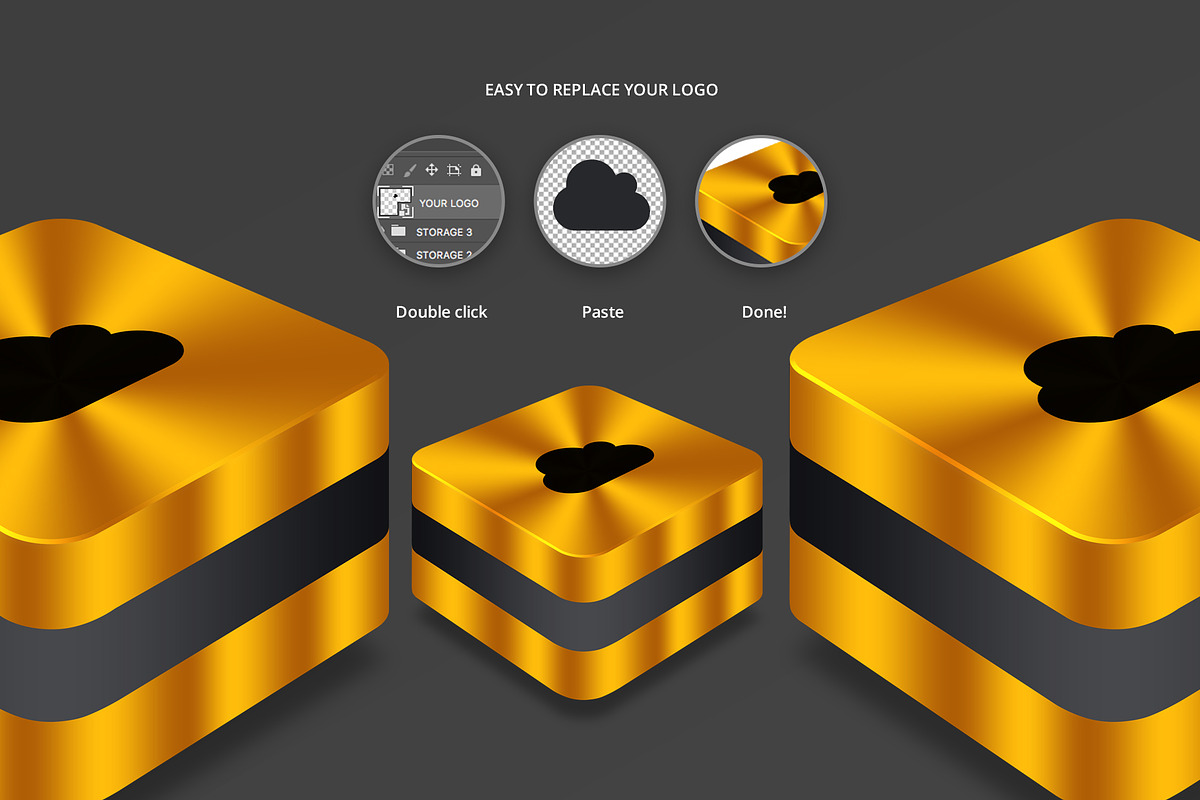 Hosting Server Hybrid Gold in Illustrations - product preview 8