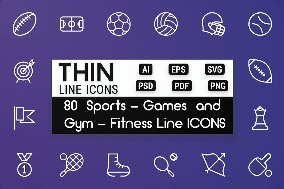 Sports, Games & Fitness Line Icons