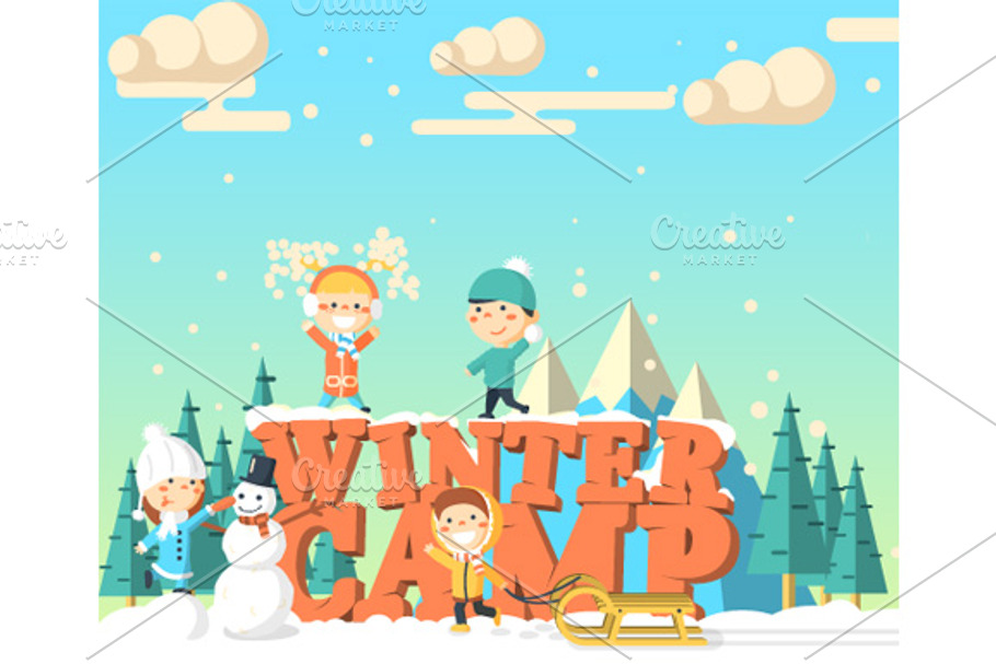 Winter camp illustration