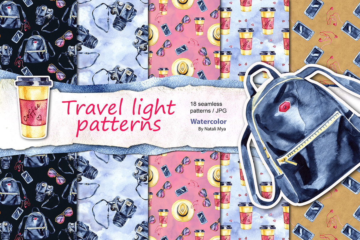 Travel light - seamless patterns in Patterns - product preview 8