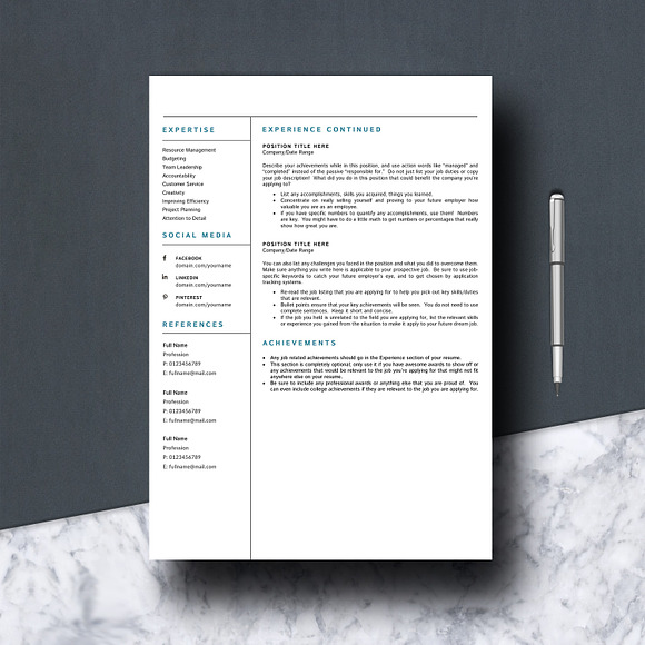 Creative 2 Pages Resume Template in Resume Templates - product preview 2