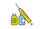 Syringe and vials color icon