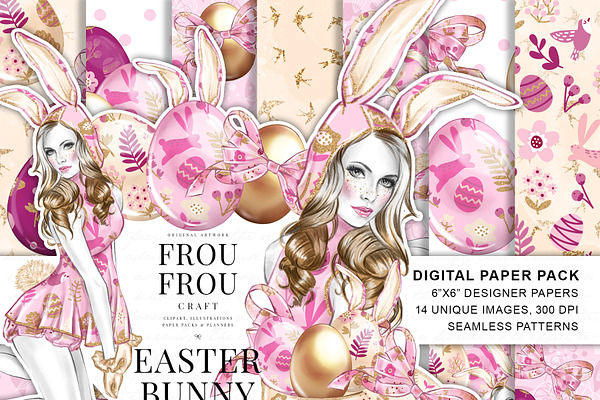 Easter Bunny Digital Paper Pack