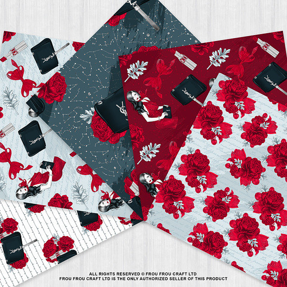 Lady In Red Digital Paper Pack in Patterns - product preview 1