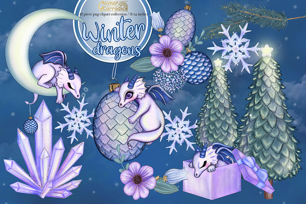 Winter Dragons clipart collection