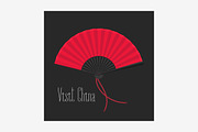 Chinese traditional fan open vector