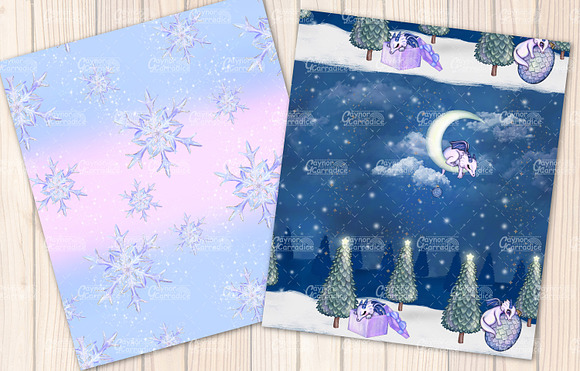 Winter dragons seamless patterns in Patterns - product preview 4