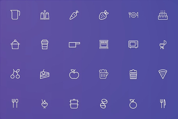 Foods - Drinks & Kitchen Line Icons in Icons - product preview 1